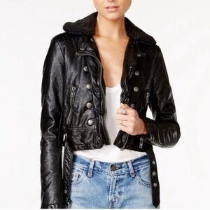 Free People Ashville Vegan Leather Moto Jacket Size XS